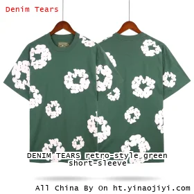 DENIM TEARS retro-style green short-sleeve