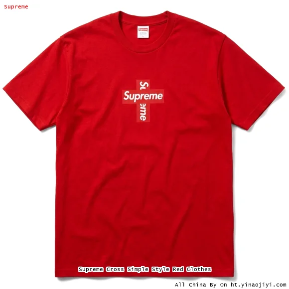 Supreme Cross Simple Style Red Clothes