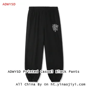 ADWYSD Printed Casual Black Pants