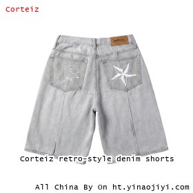 Corteiz retro-style denim shorts