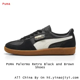 PUMA Palermo Retro Black and Brown Shoes