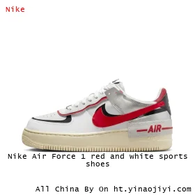 Nike Air Force 1 red and white sports shoes