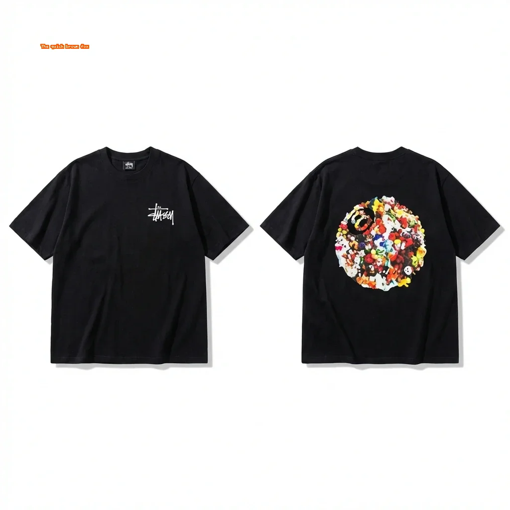 Stussy graffiti-style black T-shirt
