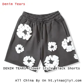 DENIM TEARS Flower Style Black Shorts