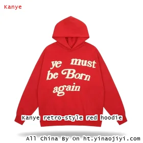 Kanye retro-style red hoodie