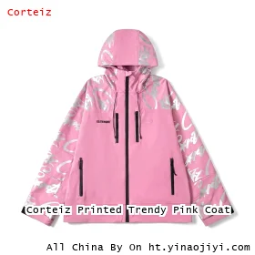 Corteiz Printed Trendy Pink Coat
