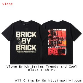 Vlone Brick Series Trendy and Cool Black T-shirt
