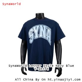 SynaWorld Letter Style Navy Blue T-shirt