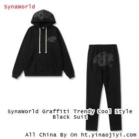 SynaWorld Graffiti Trendy Cool Style Black Suit