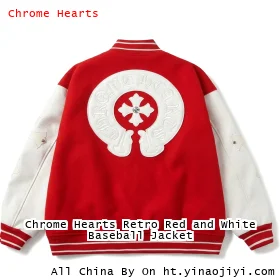 Chrome Hearts Retro Red and White Baseball Jacket