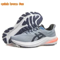 ASICS retro-style grey-blue running shoes