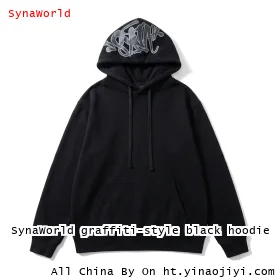 SynaWorld graffiti-style black hoodie