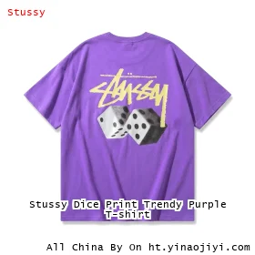 Stussy Dice Print Trendy Purple T-shirt