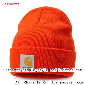 Carhartt simple-style red knitted hat