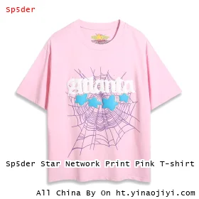 Sp5der Star Network Print Pink T-shirt