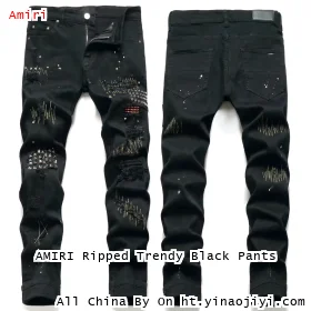 AMIRI Ripped Trendy Black Pants