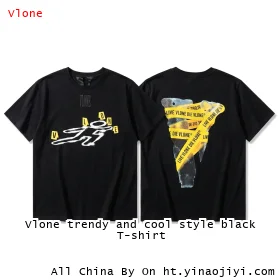 Vlone trendy and cool style black T-shirt