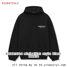ESSENTIALS minimalist style black hoodie