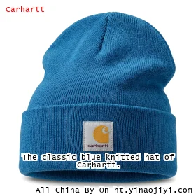 The classic blue knitted hat of Carhartt.