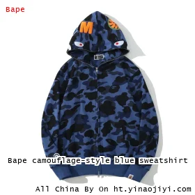 Bape camouflage-style blue sweatshirt