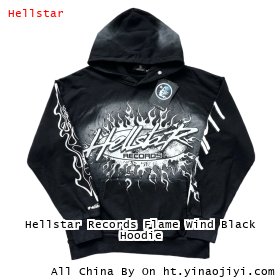 Hellstar Records Flame Wind Black Hoodie
