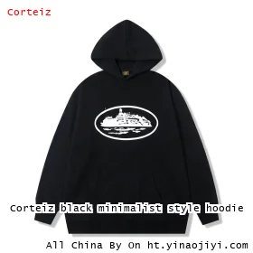 Corteiz black minimalist style hoodie