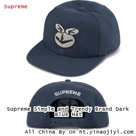 Supreme Simple and Trendy Brand Dark Blue Hat
