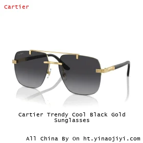 Cartier Trendy Cool Black Gold Sunglasses