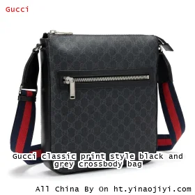 Gucci classic print style black and grey crossbody bag