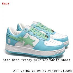 Star Bape Trendy Blue and White Shoes
