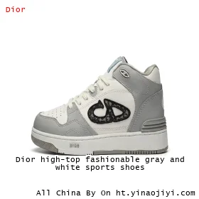 Dior high-top fashionable gray and white sports shoes