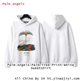 Palm Angels Palm Tree Print White Sweatshirt
