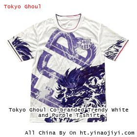 Tokyo Ghoul Co-branded Trendy White and Purple T-shirt