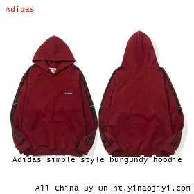 Adidas simple style burgundy hoodie