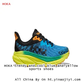HOKA trendy and cool blue and yellow sports shoes