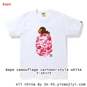 Bape camouflage cartoon-style white T-shirt