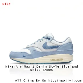 Nike Air Max 1 Denim Style Blue and White Shoes