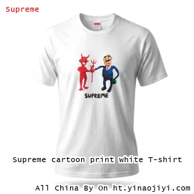 Supreme cartoon print white T-shirt
