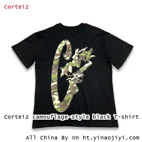 Corteiz camouflage-style black T-shirt