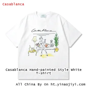 Casablanca Hand-painted Style White T-shirt