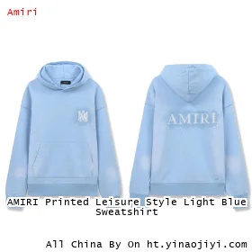 AMIRI Printed Leisure Style Light Blue Sweatshirt