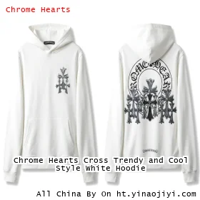 Chrome Hearts Cross Trendy and Cool Style White Hoodie