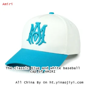 The classic blue and white baseball cap of AMIRI