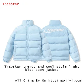 Trapstar trendy and cool style light blue down jacket