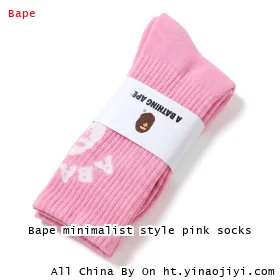 Bape minimalist style pink socks