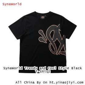 SynaWorld Trendy and Cool Style Black T-shirt