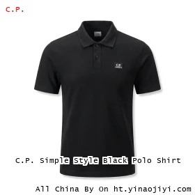 C.P. Simple Style Black Polo Shirt
