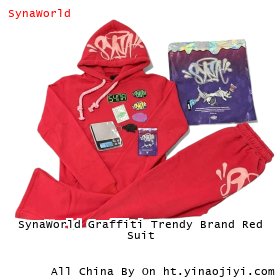 SynaWorld Graffiti Trendy Brand Red Suit