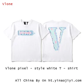 Vlone pixel - style white T - shirt