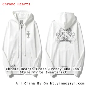 Chrome Hearts Cross Trendy and Cool Style White Sweatshirt